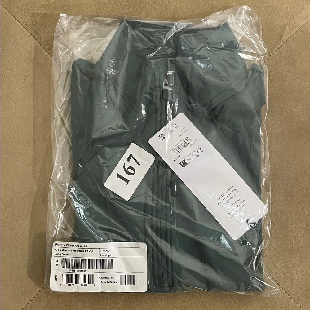 ALO Yoga Softsculpt Precision 1/4 Zip Long Sleeve Clover Green Size XS